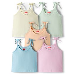 Babyhug 100% Cotton Shoulder Tie Knot Knit Solid Coloured Jhablas Pack of 5 - Multicolour