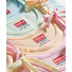 Babyhug 100% Cotton Shoulder Tie Knot Knit Solid Coloured Jhablas Pack of 5 - Multicolour