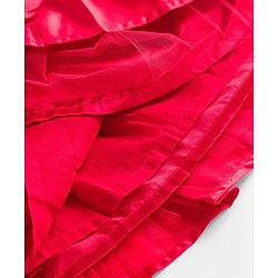 Babyhug Satin Woven Full Sleeves Party Fress with Shrug Bow & Sequin Detailing - Red