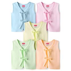 Babyhug Interlock Knit Sleeveless Solid Colour Jhablas Pack Of 5 - Multicolour