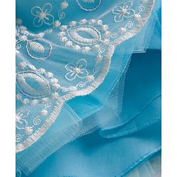 Babyhug 5 Layers With Cotton Lining Mesh Sleeveless Party Dress With Heavy Embroidery Detailing & Bow - Light Blue