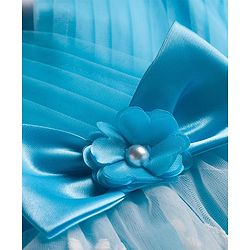 Babyhug 5 Layers With Cotton Lining Mesh Sleeveless Party Dress With Heavy Embroidery Detailing & Bow - Light Blue