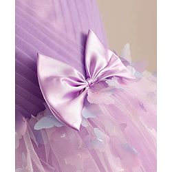 Babyhug Mesh Woven Sleeveless Party Dress With 3D Butterfly & Bow Applique - Lavender