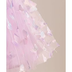 Babyhug Mesh Woven Sleeveless Party Dress With 3D Butterfly & Bow Applique - Lavender