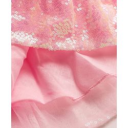 Babyhug Mesh Woven Sleeveless Party Dress With Sequin Detailing & Bow Applique - Dark Pink