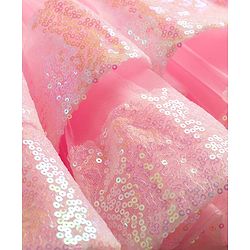 Babyhug Mesh Woven Sleeveless Party Dress With Sequin Detailing & Bow Applique - Dark Pink