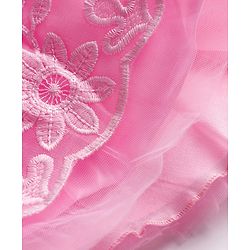 Babyhug 5 Layers Mesh Sleeveless Party Dress With Premium Lace Fabric & Sequins Detailing on Yoke and Bow - Pink