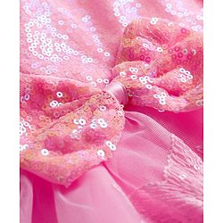 Babyhug 5 Layers Mesh Sleeveless Party Dress With Premium Lace Fabric & Sequins Detailing on Yoke and Bow - Pink