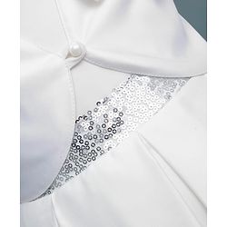 Babyhug 5 Layers With Cotton Lining Premium Heavy Satin Party Dress & Full Sleeves Shrug With Bow Applique  - White