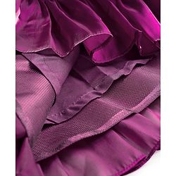 Babyhug Woven Half Puffed  Sleeves Party Dress With Sequin Detailing on Yoke & Floral Applique - Wine