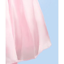Babyhug Woven Sleeveless Solid Color Pleated Party Dress with Bow Applique - Baby Pink