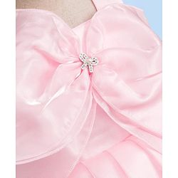 Babyhug Woven Sleeveless Solid Color Pleated Party Dress with Bow Applique - Baby Pink