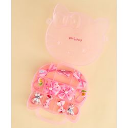 Babyhug Hair Accessories Combo Sets  Rubber Bands & Snap Clips With Bow Applique Pack of 11-  Multicolor
