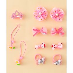 Babyhug Hair Accessories Combo Sets  Rubber Bands & Snap Clips With Bow Applique Pack of 11-  Multicolor