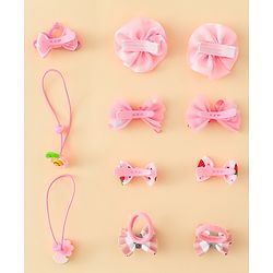 Babyhug Hair Accessories Combo Sets  Rubber Bands & Snap Clips With Bow Applique Pack of 11-  Multicolor