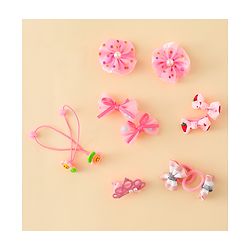 Babyhug Hair Accessories Combo Sets  Rubber Bands & Snap Clips With Bow Applique Pack of 11-  Multicolor