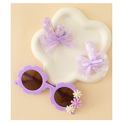 Babyhug Hair Accessories Combo Sets  Sunglasses & Hair Clips Dark With Bow & Floral  Design    Pack of 3 - Dark Purple