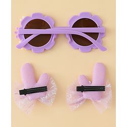 Babyhug Hair Accessories Combo Sets  Sunglasses & Hair Clips Dark With Bow & Floral  Design    Pack of 3 - Dark Purple