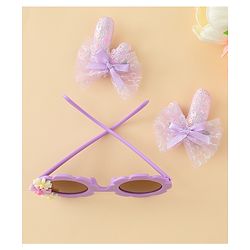 Babyhug Hair Accessories Combo Sets  Sunglasses & Hair Clips Dark With Bow & Floral  Design    Pack of 3 - Dark Purple