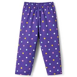 Babyhug Cotton Knit Full Sleeves Co-ords Night Suit With Polka Dot Print - Purple