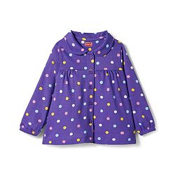 Babyhug Cotton Knit Full Sleeves Co-ords Night Suit With Polka Dot Print - Purple