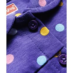 Babyhug Cotton Knit Full Sleeves Co-ords Night Suit With Polka Dot Print - Purple