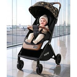 Babyhug Auto-fold Baby Stroller with Concealed Linked Brake - Black| One-Hand Compact Fold| Aluminium frame pram with One Click fold| Shock Absorbing Wheels| Travel-Friendly| 0-3 Years Boys & Girls| Reclining Seat| PU Handle