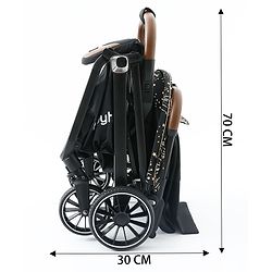 Babyhug Auto-fold Baby Stroller with Concealed Linked Brake - Black| One-Hand Compact Fold|  5-Point Harness| Shock Absorbing Wheels| Travel-Friendly| 0-3 Years Boys & Girls| Reclining Seat| PU Handle