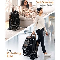 Babyhug Auto-fold Baby Stroller with Concealed Linked Brake - Black| One-Hand Compact Fold| Aluminium frame pram with One Click fold| Shock Absorbing Wheels| Travel-Friendly| 0-3 Years Boys & Girls| Reclining Seat| PU Handle