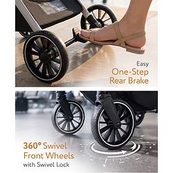 Babyhug Auto-fold Baby Stroller with Concealed Linked Brake - Black| One-Hand Compact Fold| Aluminium frame pram with One Click fold| Shock Absorbing Wheels| Travel-Friendly| 0-3 Years Boys & Girls| Reclining Seat| PU Handle