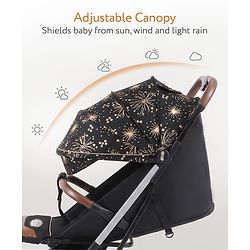 Babyhug Auto-fold Baby Stroller with Concealed Linked Brake - Black| One-Hand Compact Fold| Aluminium frame pram with One Click fold| Shock Absorbing Wheels| Travel-Friendly| 0-3 Years Boys & Girls| Reclining Seat| PU Handle