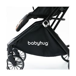 Babyhug Auto-fold Baby Stroller with Concealed Linked Brake - Black| One-Hand Compact Fold|  5-Point Harness| Shock Absorbing Wheels| Travel-Friendly| 0-3 Years Boys & Girls| Reclining Seat| PU Handle