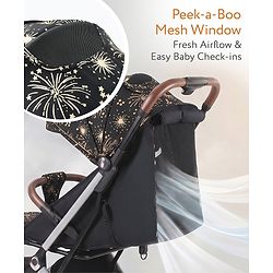 Babyhug Auto-fold Baby Stroller with Concealed Linked Brake - Black| One-Hand Compact Fold| Aluminium frame pram with One Click fold| Shock Absorbing Wheels| Travel-Friendly| 0-3 Years Boys & Girls| Reclining Seat| PU Handle