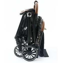 Babyhug Auto-fold Baby Stroller with Concealed Linked Brake - Black| One-Hand Compact Fold|  5-Point Harness| Shock Absorbing Wheels| Travel-Friendly| 0-3 Years Boys & Girls| Reclining Seat| PU Handle