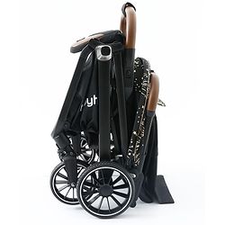 Babyhug Auto-fold Baby Stroller with Concealed Linked Brake - Black| One-Hand Compact Fold| Aluminium frame pram with One Click fold| Shock Absorbing Wheels| Travel-Friendly| 0-3 Years Boys & Girls| Reclining Seat| PU Handle