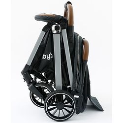 Babyhug Auto-fold Baby Stroller with Concealed Linked Brake - Black| One-Hand Compact Fold|  5-Point Harness| Shock Absorbing Wheels| Travel-Friendly| 0-3 Years Boys & Girls| Reclining Seat| PU Handle
