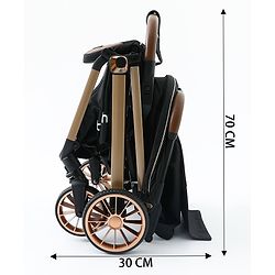 Babyhug Auto-fold Baby Stroller with Concealed Linked Brake - Black| One-Hand Compact Fold|  5-Point Harness| Shock Absorbing Wheels| Travel-Friendly| 0-3 Years Boys & Girls| Reclining Seat| PU Handle