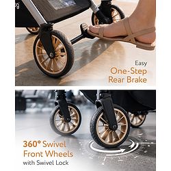 Babyhug Auto-fold Baby Stroller with Concealed Linked Brake - Black| One-Hand Compact Fold| Aluminium frame pram with One Click fold| Shock Absorbing Wheels| Travel-Friendly| 0-3 Years Boys & Girls| Reclining Seat| PU Handle