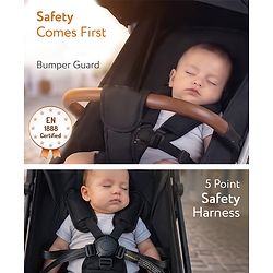 Babyhug Auto-fold Baby Stroller with Concealed Linked Brake - Black| One-Hand Compact Fold| Aluminium frame pram with One Click fold| Shock Absorbing Wheels| Travel-Friendly| 0-3 Years Boys & Girls| Reclining Seat| PU Handle
