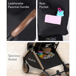 Babyhug Auto-fold Baby Stroller with Concealed Linked Brake - Black| One-Hand Compact Fold| Aluminium frame pram with One Click fold| Shock Absorbing Wheels| Travel-Friendly| 0-3 Years Boys & Girls| Reclining Seat| PU Handle