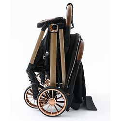 Babyhug Auto-fold Baby Stroller with Concealed Linked Brake - Black| One-Hand Compact Fold| Aluminium frame pram with One Click fold| Shock Absorbing Wheels| Travel-Friendly| 0-3 Years Boys & Girls| Reclining Seat| PU Handle