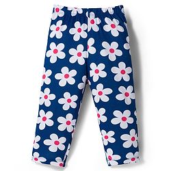 Babyhug Cotton Knit Full Sleeves Co-ords Night Suit With Floral Print - Navy Blue