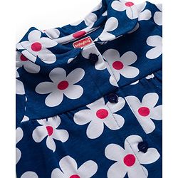 Babyhug Cotton Knit Full Sleeves Co-ords Night Suit With Floral Print - Navy Blue