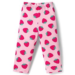 Babyhug Cotton Knit Full Sleeves Co-ords Night Suit With Strawberry Print - Pink