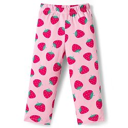 Babyhug Cotton Knit Full Sleeves Co-ords Night Suit With Strawberry Print - Pink