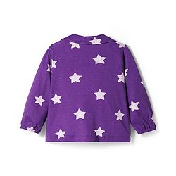 Babyhug Cotton Knit Full Sleeves Co-ords Night Suit With Star Print - Purple
