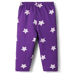 Babyhug Cotton Knit Full Sleeves Co-ords Night Suit With Star Print - Purple