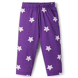 Babyhug Cotton Knit Full Sleeves Co-ords Night Suit With Star Print - Purple