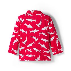 Babyhug Cotton Knit Full Sleeves Co-ords Night Suit With Shark Print - Red