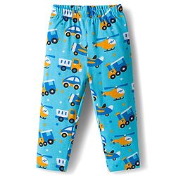 Babyhug Cotton Knit Full Sleeves Co-ords Night Suit With Vehicle Print - Blue